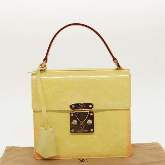 LOUIS VUITTON Monogram Vernis Spring Street Bag Lime Yellow - Picture 16 of 16